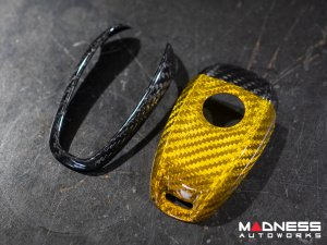 Alfa Romeo Giulia Key Fob Cover  - Carbon Fiber - Yellow Candy Main/ Black Accents